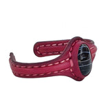 Unique Handcrafted Maroon Vegetal Leather Bracelet with Black Agate Stone Setting-Unique Gift Fashion Jewelry Cuff-Wristband