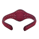 Unique Handcrafted Maroon Vegetal Leather Bracelet with Black Agate Stone Setting-Unique Gift Fashion Jewelry Cuff-Wristband