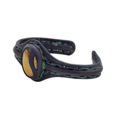 Bohemian Handcrafted Vegetal Black Leather Bracelet with Tiger Eye Stone -Unisex Gift Fashion Jewelry with Natural Stone Cuff