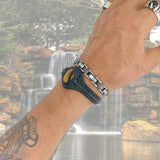 Bohemian Handcrafted Vegetal Black Leather Bracelet with Tiger Eye Stone -Unisex Gift Fashion Jewelry with Natural Stone Cuff