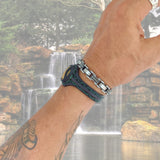 Bohemian Handcrafted Vegetal Black Leather Bracelet with Tiger Eye Stone -Unisex Gift Fashion Jewelry with Natural Stone Cuff