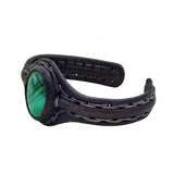 Bohemian Handcrafted Black Vegetal Leather Bracelet with Malachite Stone Setting-Unique Gift Fashion Jewelry Cuff-Wristband