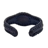 Handcrafted Genuine Vegetal Black Braided Leather Bracelet with Amber Agate Stone Setting-Unisex Gift Fashion Jewelry Cuff Wristband