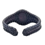 Unique Handcrafted Vegetal Black Braided Leather Bracelet with Black Agate Stone Setting-Unique Gift Fashion Jewelry Cuff-Wristband
