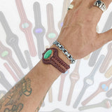 Bohemian Handcrafted Vegetal Brown Braided Leather Bracelet with Malachite Stone Setting-Unique Gift Fashion Jewelry Cuff-Wristband