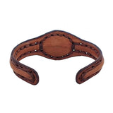 Unique Handcrafted Genuine Brown Vegetal Leather Bracelet with Firuze Stone Setting-Unisex Gift Fashion Jewelry Cuff Wristband
