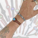 Unique Handcrafted Genuine Brown Vegetal Leather Bracelet with Firuze Stone Setting-Unisex Gift Fashion Jewelry Cuff Wristband