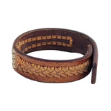 Unique  Large Handcrafted Genuine Brown Vegetal Leather Cuff with Braiding -Lifestyle Unique Gift Fashion Jewelry Bracelet