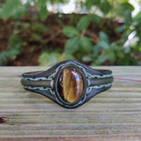 Bohemian Unique Handcrafted Vegetal Green Leather Bracelet with Tiger Eye Stone-Unisex Gift Fashion Jewelry Wristband Cuff