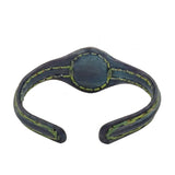 Unique Handcrafted Green Leather Bracelet with Purple Agate Stone Setting-Life Style Unisex Gift Fashion Jewelry Bangle Cuff Wristband