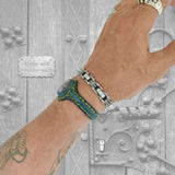 Unique Handcrafted Green Leather Bracelet with Purple Agate Stone Setting-Life Style Unisex Gift Fashion Jewelry Bangle Cuff Wristband