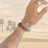 Unique Handcrafted Vegetal Brown Leather Bracelet with Green Agate Stone-Unisex Gift Fashion Jewelry with Naturel Stone Cuff
