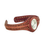 Unique Handcrafted Genuine Brown Leather Bracelet with White Agate Stone-Life Style Unisex Gift Fashion Jewelry Bangle-Cuff-Handwrist