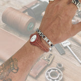 Unique Handcrafted Genuine Brown Leather Bracelet with White Agate Stone-Life Style Unisex Gift Fashion Jewelry Bangle-Cuff-Handwrist