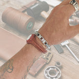 Unique Handcrafted Genuine Brown Leather Bracelet with White Agate Stone-Life Style Unisex Gift Fashion Jewelry Bangle-Cuff-Handwrist
