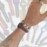 Unique Handcrafted Brown Leather Bracelet with Purple Agate Stone Setting-Life Style Unisex Gift Fashion Jewelry Bangle Cuff Wristband