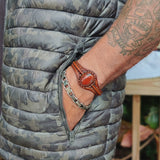 Unique Handcrafted Genuine Vegetal Brown Leather Bracelet with Red Tiger Eye Stone-Unisex Gift Fashion Jewelry Natural Stone Cuff