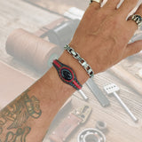 Unique Handcrafted Brown and Black Vegetal Leather Bracelet with Black Agate Stone Setting-Unique Gift Fashion Jewelry Cuff-Wristband