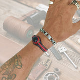 Unique Handcrafted Brown and Black Vegetal Leather Bracelet with Black Agate Stone Setting-Unique Gift Fashion Jewelry Cuff-Wristband