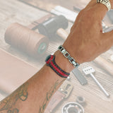 Unique Handcrafted Brown and Black Vegetal Leather Bracelet with Black Agate Stone Setting-Unique Gift Fashion Jewelry Cuff-Wristband