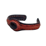 Unique Handcrafted Brown and Black Vegetal Leather Bracelet with Black Agate Stone Setting-Unique Gift Fashion Jewelry Cuff-Wristband
