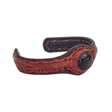 Unique Handcrafted Brown and Black Vegetal Leather Bracelet with Black Agate Stone Setting-Unique Gift Fashion Jewelry Cuff-Wristband