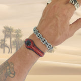 Unique Handcrafted Brown and Black Vegetal Leather Bracelet with Black Agate Stone Setting-Unique Gift Fashion Jewelry Cuff-Wristband