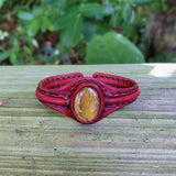 Bohemian Unique Handcrafted Vegetal Green Leather Bracelet with Tiger's Eye Stone-Unisex Gift Fashion Jewelry-Adjustable Wristband Cuff