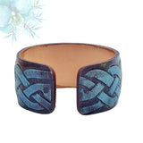 Handcrafted Genuine Vegetal Leather Bracelet with Hand Carved Tribal-Unisex Gift-Unique Fashion Jewelry-Adjustable Wristband or Arm Bracelet