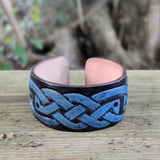 Handcrafted Genuine Vegetal Leather Bracelet with Hand Carved Tribal-Unisex Gift-Unique Fashion Jewelry-Adjustable Wristband or Arm Bracelet
