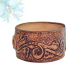 Handcrafted Hand Carved Vegetal Leather Bracelet with Agate Stone-Unisex Gift-Unique Fashion Jewelry-Adjustable Wristband or Arm Bracelet