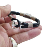 Handcrafted 9 inches Brown Genuine Leather Unisex Marine Style Fashion Bracelet-Cuff-Stainless Anchor Design Bracelet