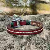 Handcrafted 8. 1/2 inches Brown Genuine Leather Unisex Marine Style Fashion Bracelet-Cuff-Stainless Stainless Shackle  Design Bracelet
