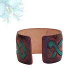 Handcrafted Genuine Vegetal Leather Bracelet with Hand Carved-Gift Unique Fashion Jewelry Adjustable Wristband or Arm Bracelet