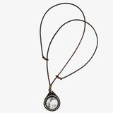 Boho Handcrafted Genuine Vegetal Leather Necklace with White and Gray Agate Stone-Unique Unisex Gift Fashion Jewelry