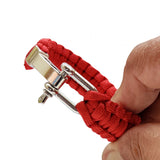 Handmade Braided Red Umbrella Rope with Adjustable Stainless Steel Shackle Lock - Marine Unisex Fashion Cuff-Bracelet