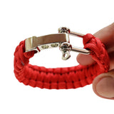 Handmade Braided Red Umbrella Rope with Adjustable Stainless Steel Shackle Lock - Marine Unisex Fashion Cuff-Bracelet