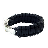 Handmade Braided Black Umbrella Rope with Adjustable Stainless Steel Shackle Lock - Gift Marine Unisex Fashion Cuff-Bracelet