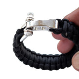Handmade Braided Black Umbrella Rope with Adjustable Stainless Steel Shackle Lock - Gift Marine Unisex Fashion Cuff-Bracelet