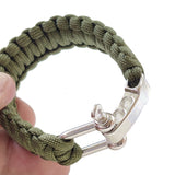 Handmade Braided Green Umbrella Rope with Adjustable Stainless Steel Shackle Lock - Gift Marine Unisex Fashion Cuff-Bracelet