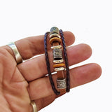 Boho Multilayer Leather Bracelet with Wood and Stainless Steel Beads - Gift Cuff Men genuine Leather Bracelet  Unisex Fashion Jewelry