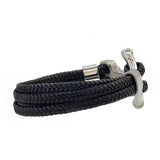 Fashion Multilayer 7.5'' Length Braided Leather with Stainless Steel Anchor Bracelet for Men - Gift Boho Black Marine Style Jewelry Gifts