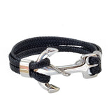 Fashion Multilayer 8.25'' Length Braided Leather with Stainless Steel Anchor Bracelet for Men - Gift Boho Black Marine Style Jewelry Gifts