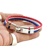 Boho Navy Style Multilayer- 3 color Multilayer Braided Leather Bracelet with Stainless Steel Lock - Fashion Unisex Marine Bracelet.