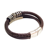 Vintage Multilayer Genuine Leather Bracelet with Stainless Steel Budha Charms - Gift Unisex Leather Fashion Jewelery