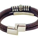Vintage Multilayer Genuine Leather Bracelet with Stainless Steel Budha Charms - Gift Unisex Leather Fashion Jewelery