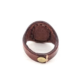 Boho Leather Ring with Red Stripe Agate Stone Setting (4432062939190)