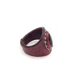 Boho Leather Ring with Onyx Setting (4432068968502)