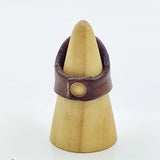 Unique Handcrafted Genuine Vegetal Brown Leather Ring with Blue Agate Stone-Size 10 Unisex Gift Fashion Jewelry with Natural Stone Band