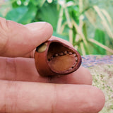 Handcrafted Genuine Vegetal Brown Leather Ring With Green Cat's Eye  Stone Setting-Size 9 Unisex Gift Fashion Jewelry Band